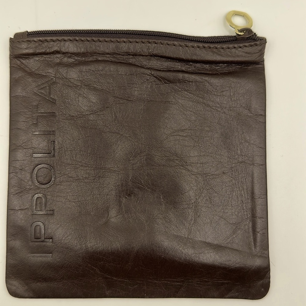 Ippolita Chocolate Brown Leather Jewelry / cosmetic Pouch. NEW